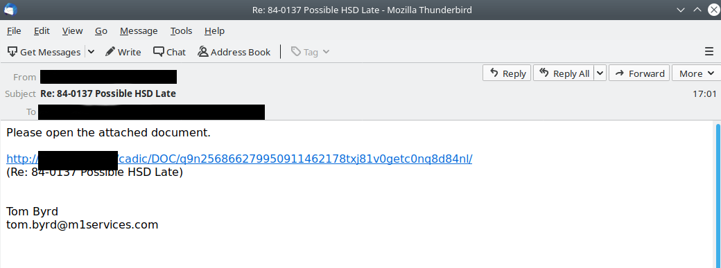 Emotet spam email poruka